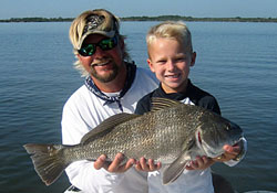 Connor and Scott with Large Mosquito Lagoon Black Drum